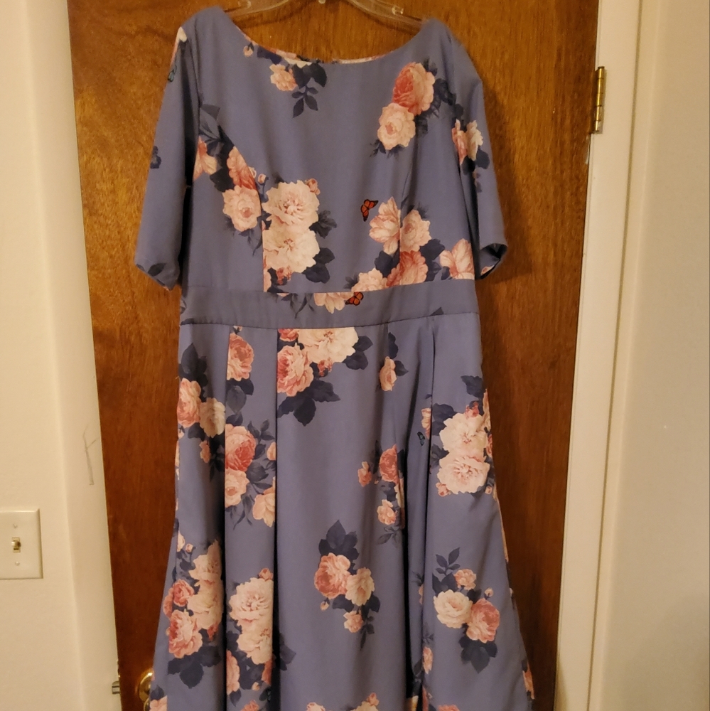 Eshakti Floral Purple Lavender Lilac Dress with Pockets